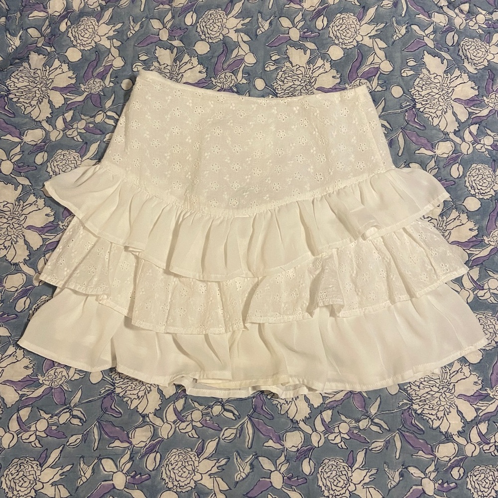 White Eyelet Ruffle Skirt